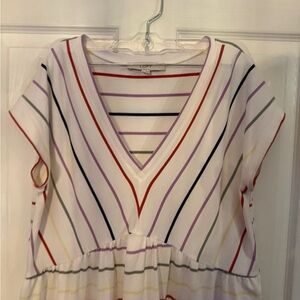 LOFT Multicolor Stripe Dress Size M Flowy Empire Waist